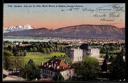 AK Genève, Vue sur la ville, Mont Blanc et Salève depuis l`A